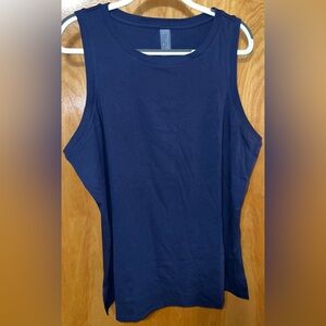 Zuda french navy blue scoop neck Long and Lean tank top Size 1X sleeveless